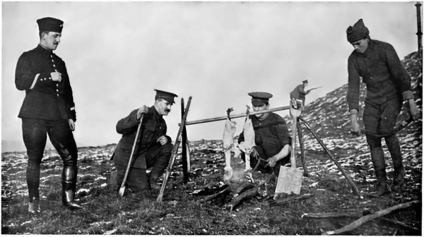 Soldiers cooking Christmas dinner at the front