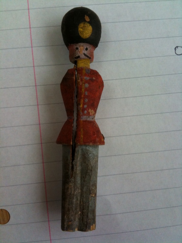 A toy soldier found under the floorboards in Melrose. Perhaps this is one of the soldiers young Willie played with?