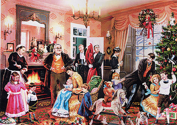 An imagined Victorian Christmas scene