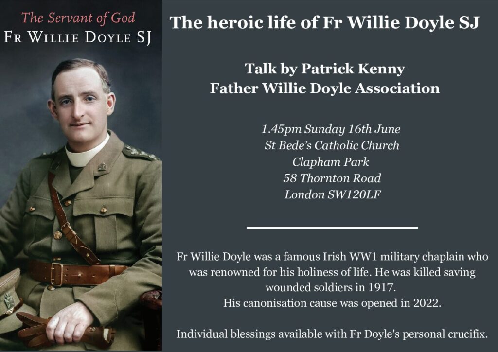 Talk about Fr Willie in London, next Sunday June 16